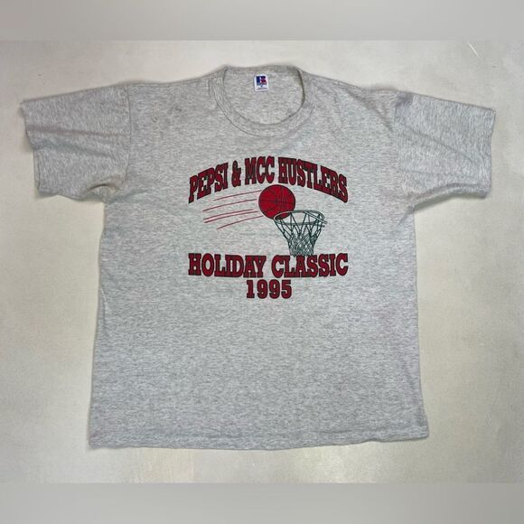 VINTAGE Pepsi & MCC Hustlers Basketball 1995 T-shirt Men XL 90s Single Stitch - Picture 1 of 9